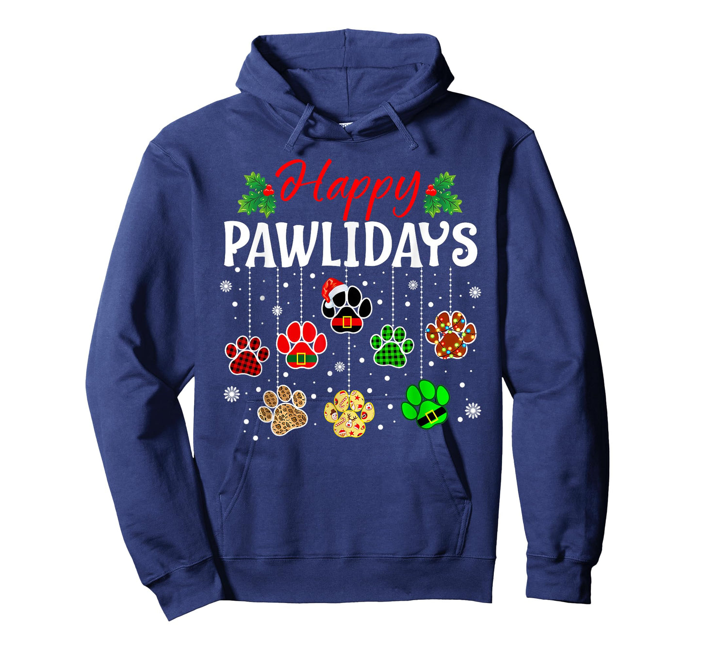 Happy Pawlidays Funny Christmas Dog Paw Xmas Dogs Lover Gift T-Shirt