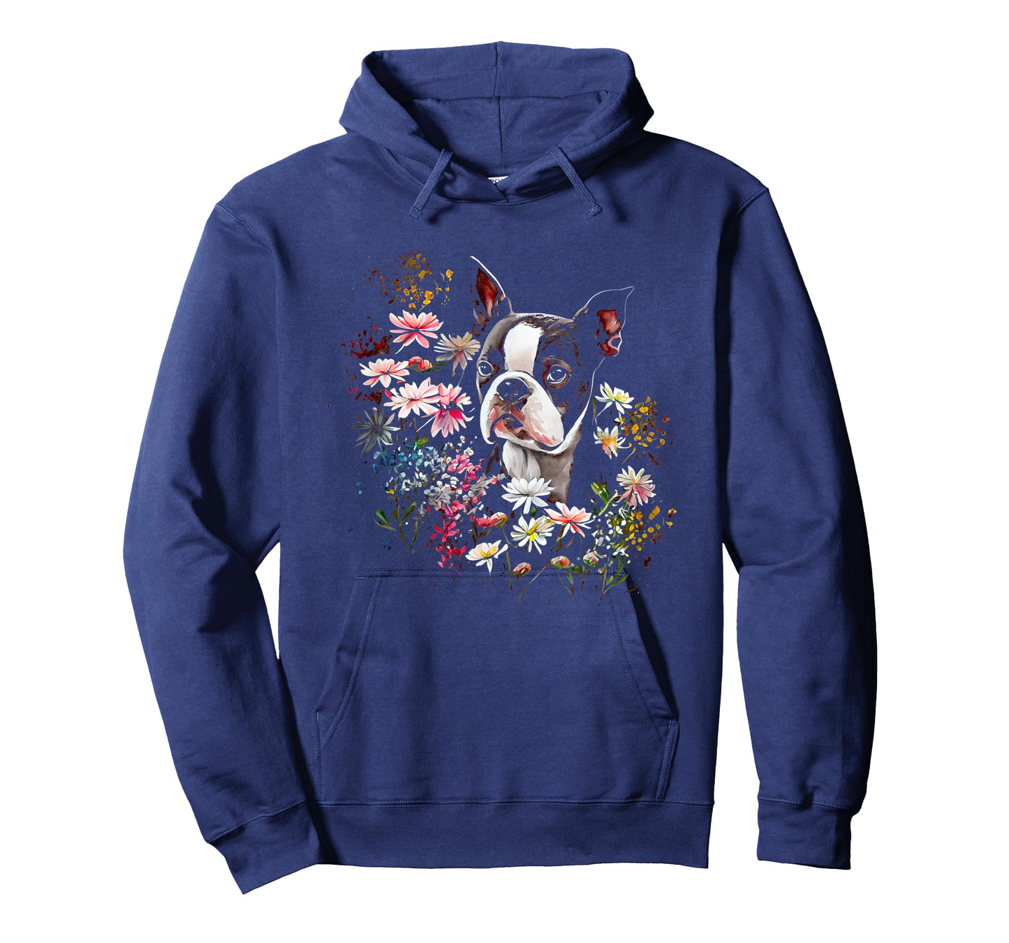 Watercolor Boston Terrier with flowers - Bostie T-Shirt