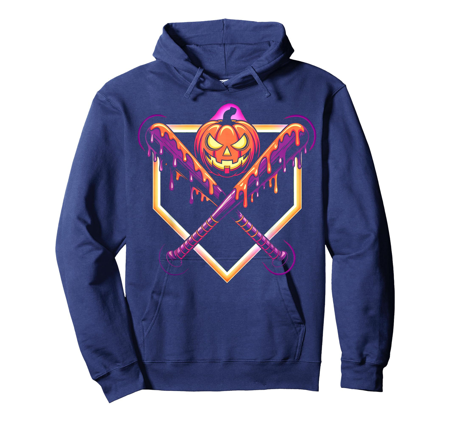 Halloween Pumpkin Baseball Crossed Bats Dripping Horror T-Shirt
