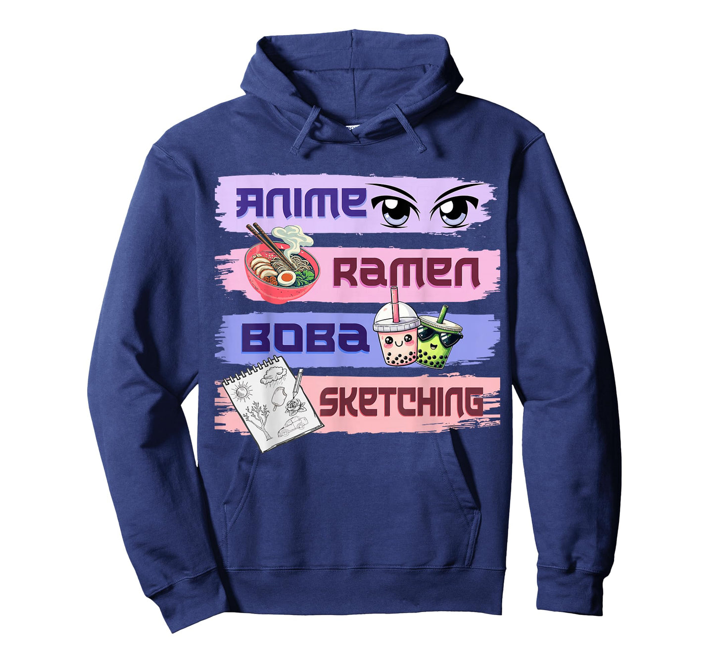 Cute Kawaii Anime Girl Ramen Sketching Boba Tea Anime Lover T-Shirt