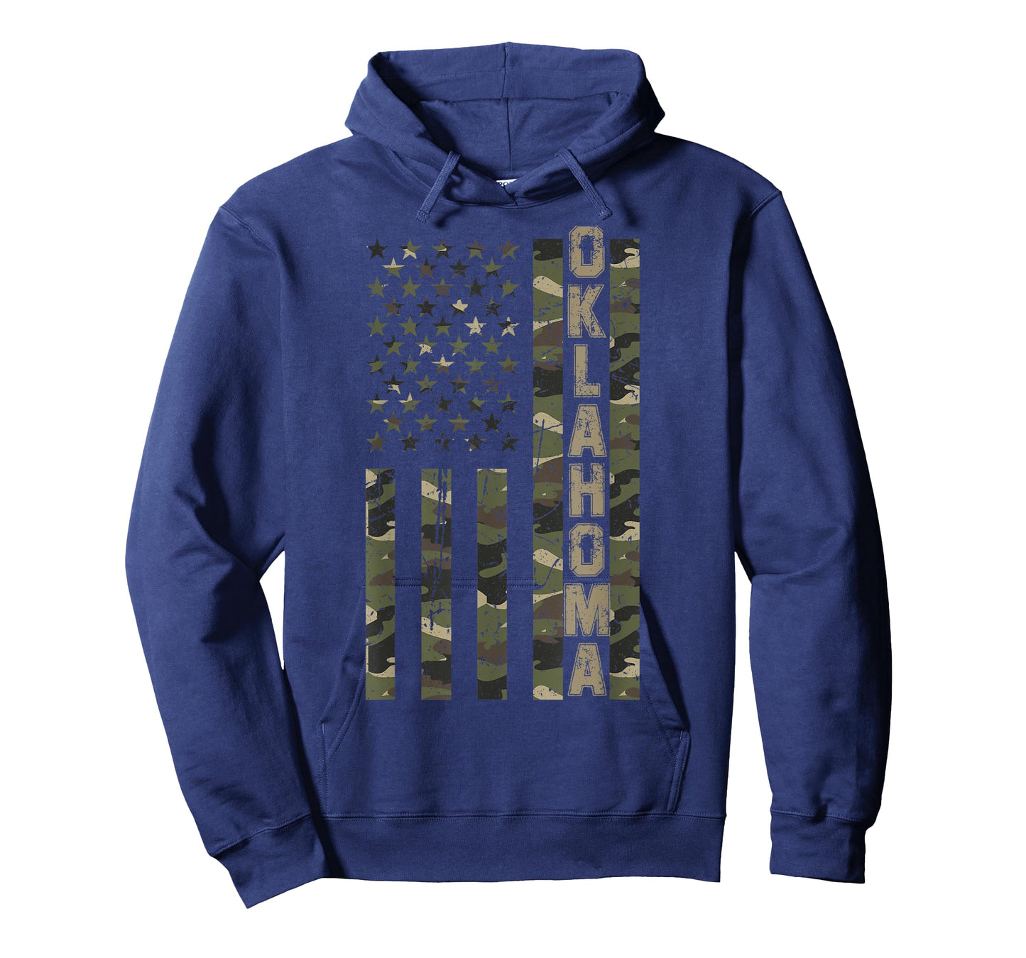 Oklahoma United States Distressed Camo w US Flag T-Shirt