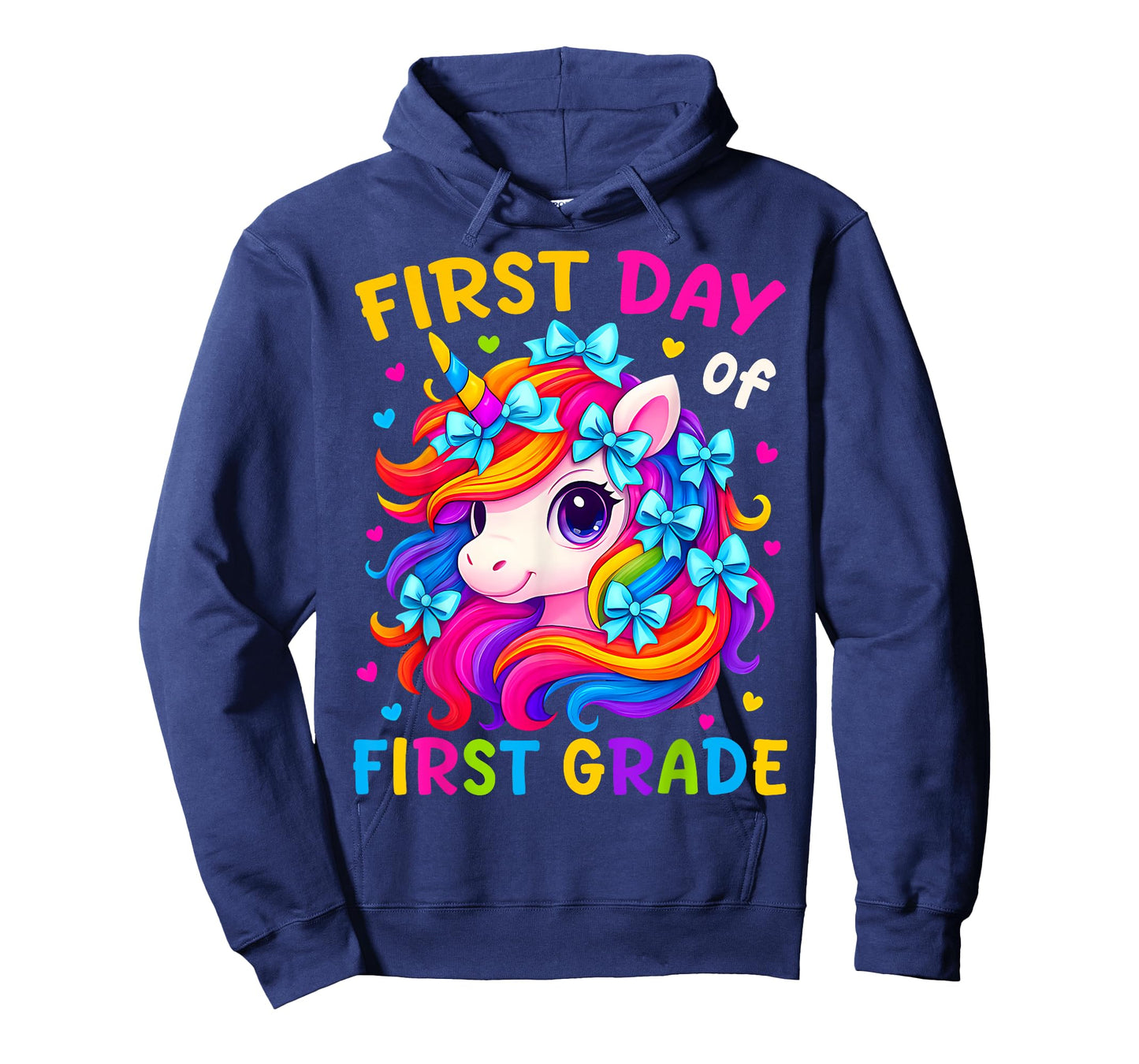 First Day of 1st Grade Kids Girl Bow Unicorn Back To School T-Shirt