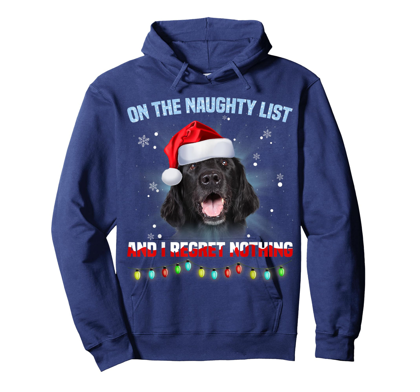 On The Naughty List And Flat Coated Retriever Christmas T-Shirt