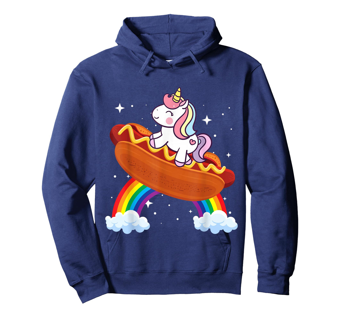 Unicorn Riding Hot Dog Boys Girls Women Kids Teens Rainbow T-Shirt