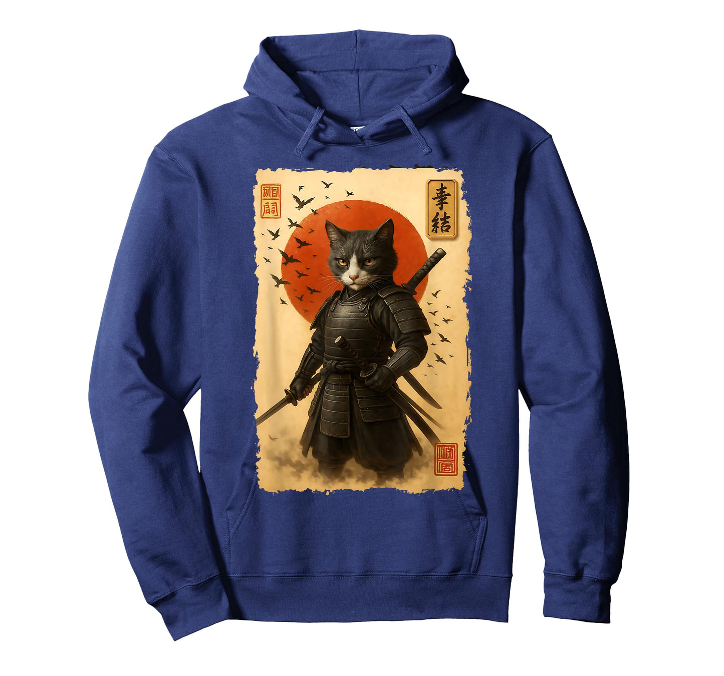Vintage Japanese Art Anime Samurai Cat Warrior Men Women T-Shirt
