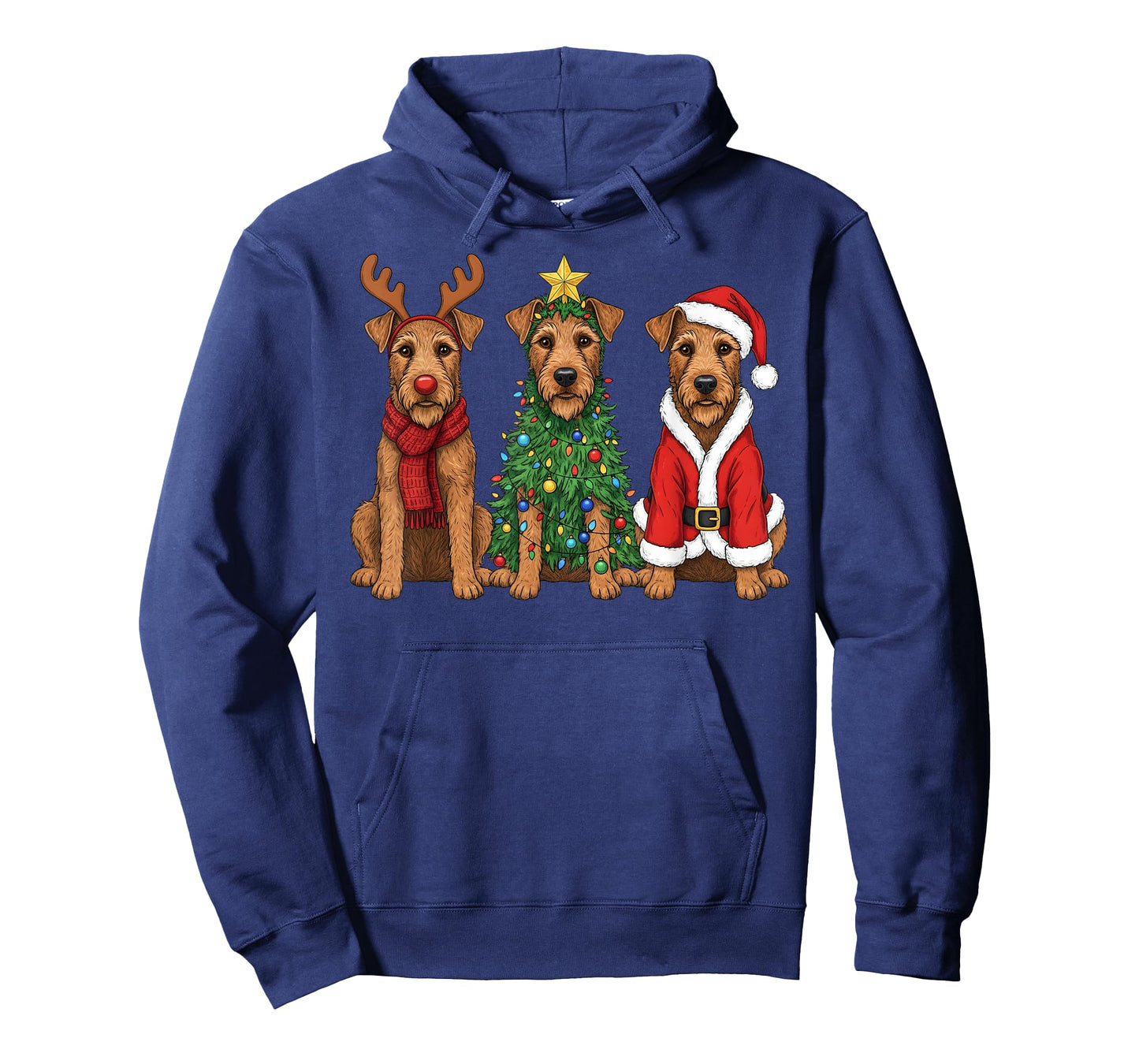 Retro Christmas Irish Terrier Santa Reindeer Dog Lover T-Shirt