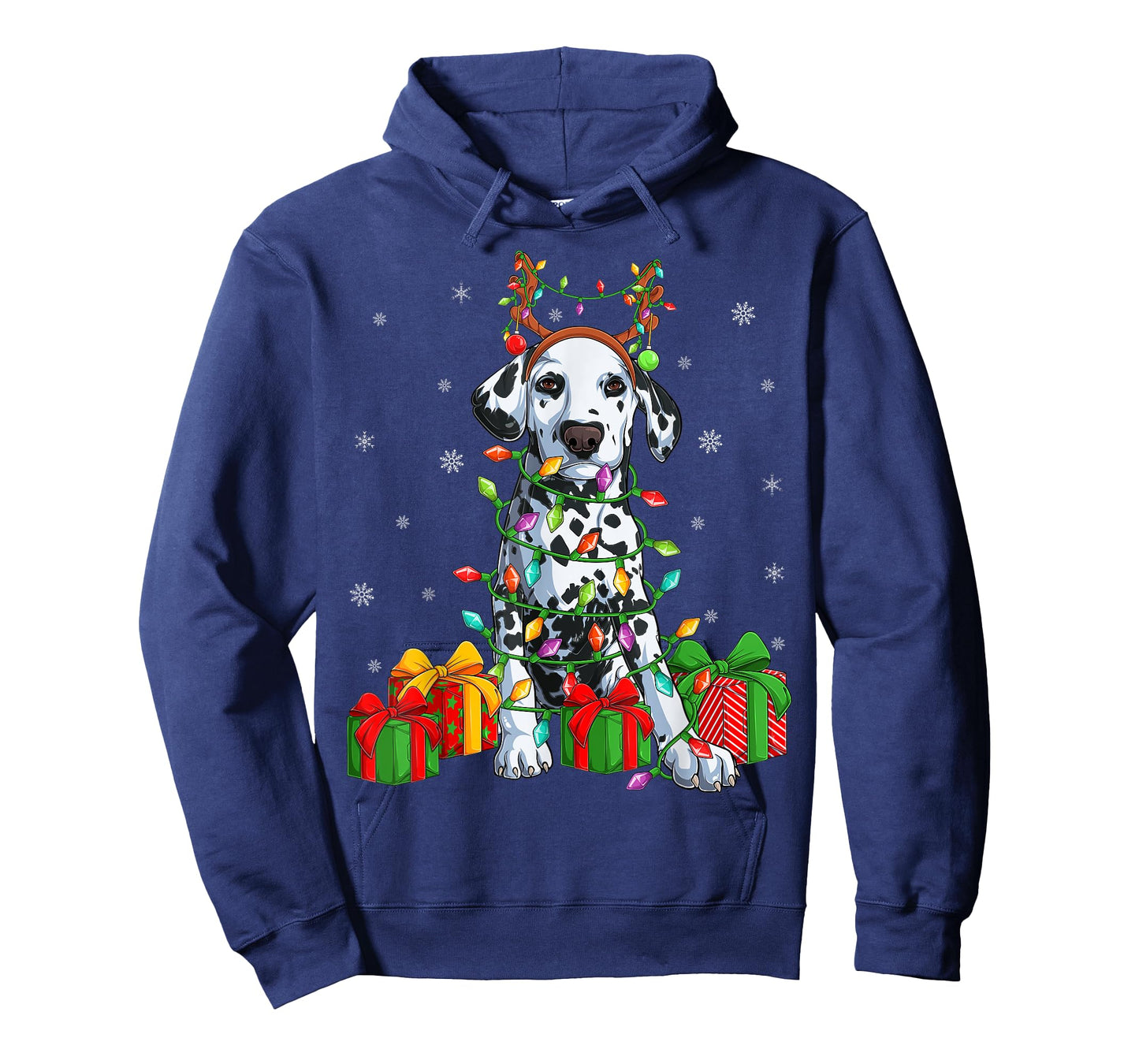 Dalmatian Dog Xmas Lighting Reindeer Hat Dalmatian Christmas T-Shirt for Men Women Kids
