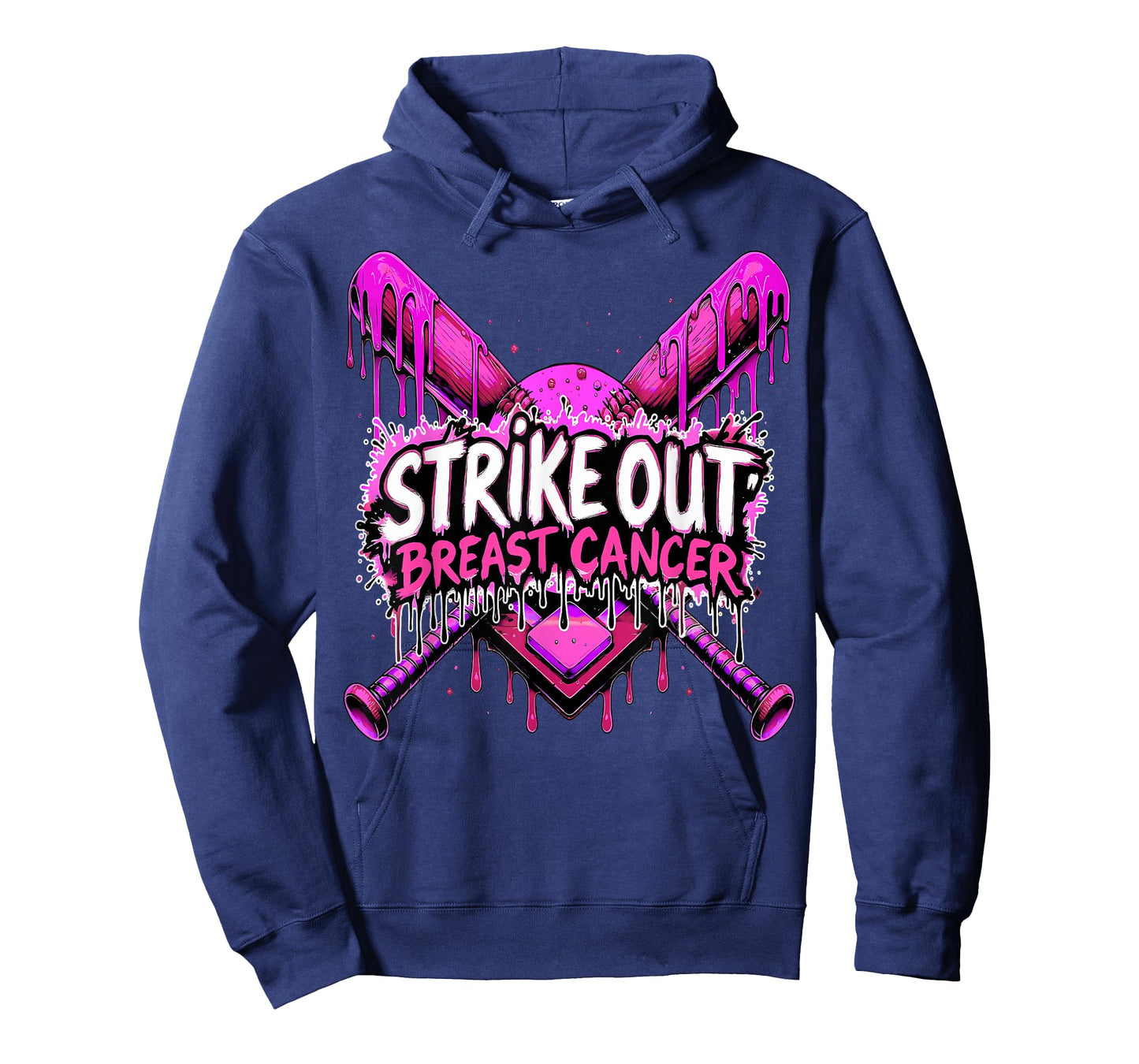 Strike Out Breast Cancer Baseball Softball Drip Home Plate T-Shirt