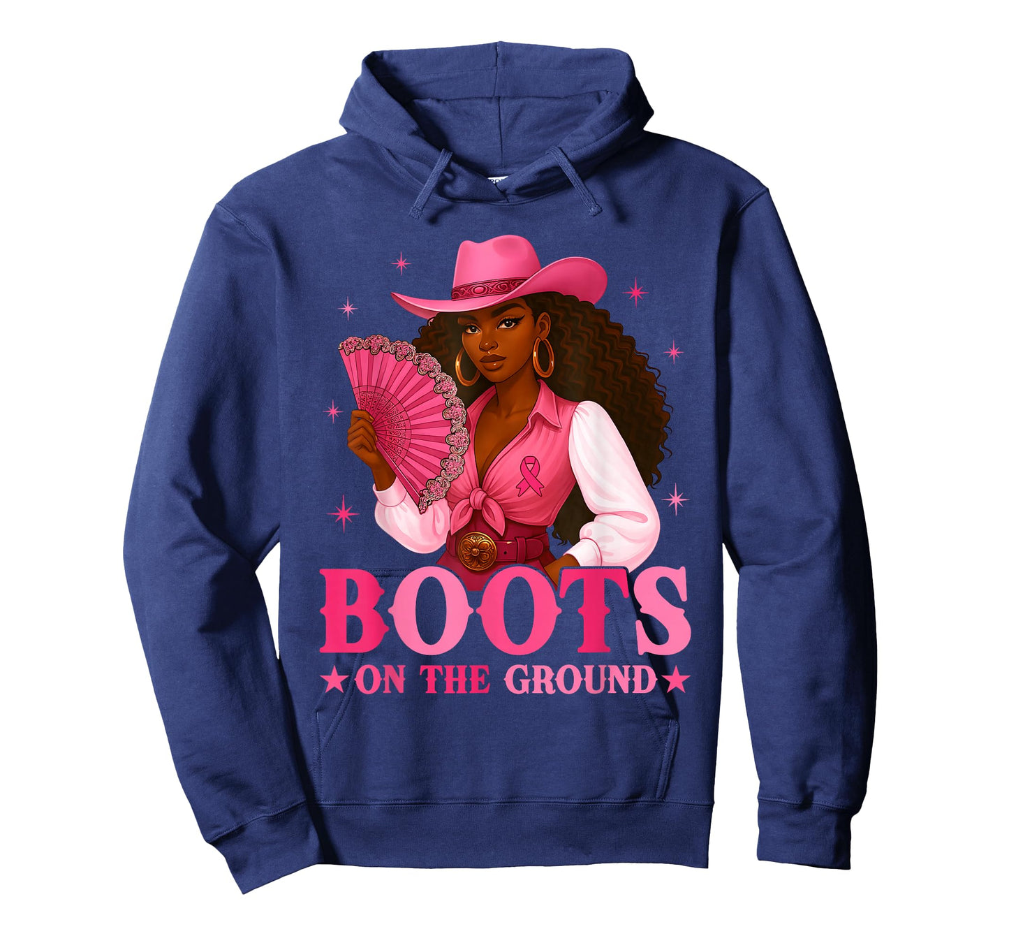 Boots On The Ground Pink Cowgirl Breast Cancer Western Women T-Shirt