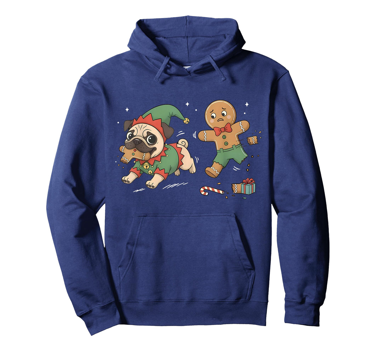 Funny Gingerbread Chasing Pug Christmas Dog Mom Pug Lovers T-Shirt