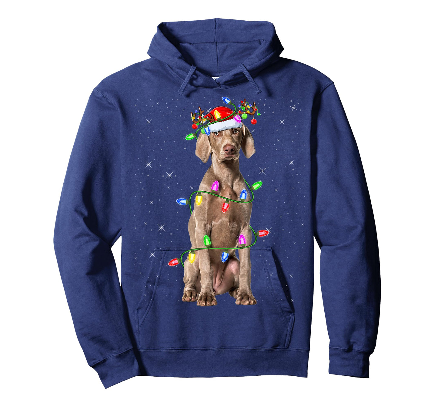 Weimaraner Dog Lover Xmas Lights Santa Weimaraner Christmas T-Shirt