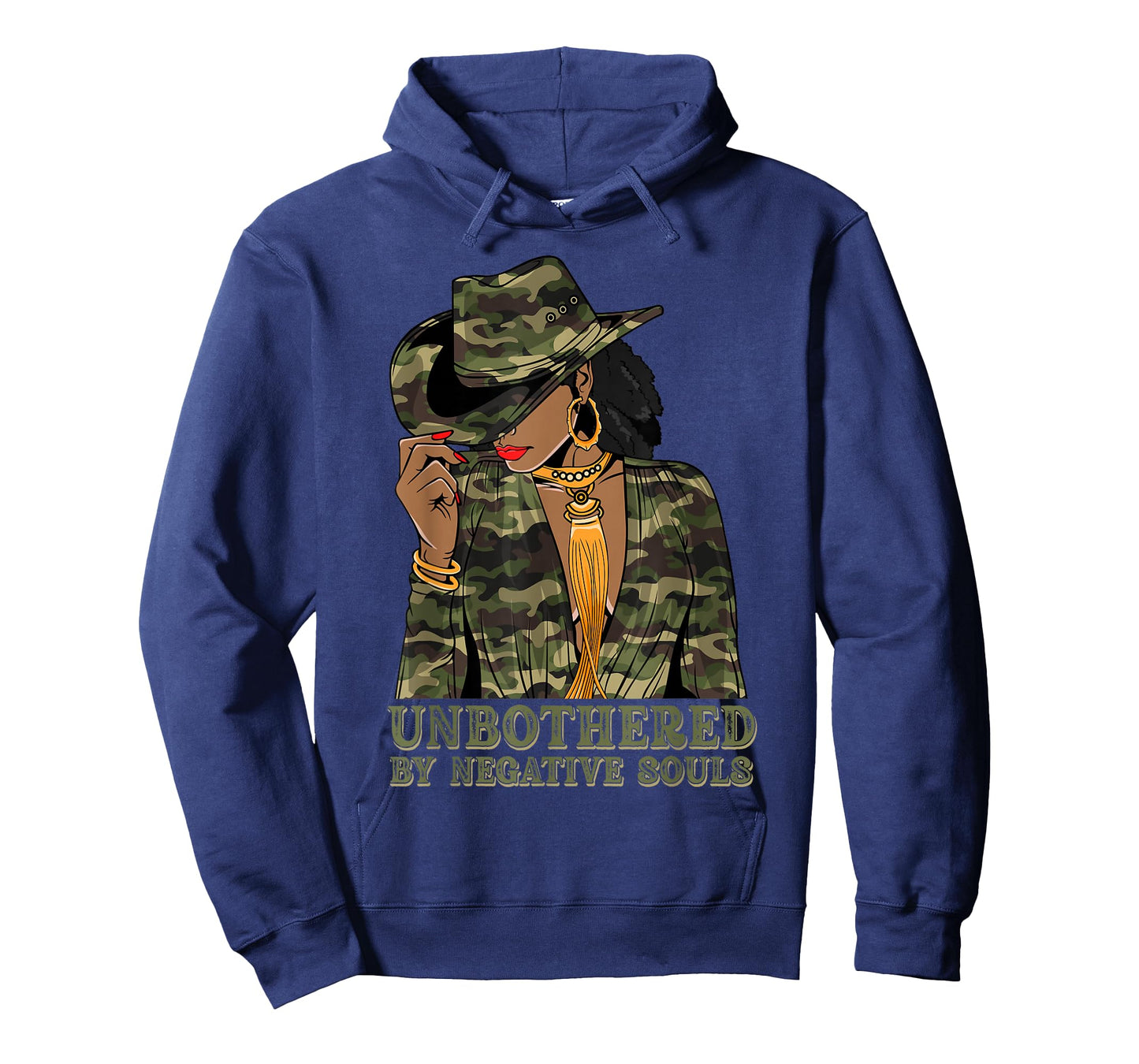 Unbothered Western Black Cowgirl Camo Camoflauge Afro Woman T-Shirt