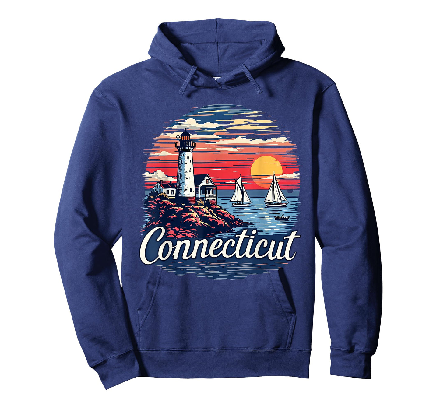 Retro Connecticut Home State CT Coastal Sunset Vintage T-Shirt