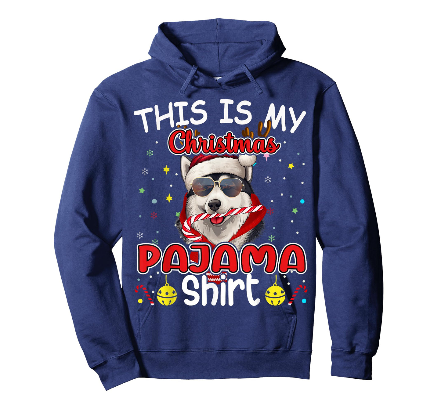 Siberian Husky Christmas Pajama Reindeer Men Women Boys Xmas T-Shirt