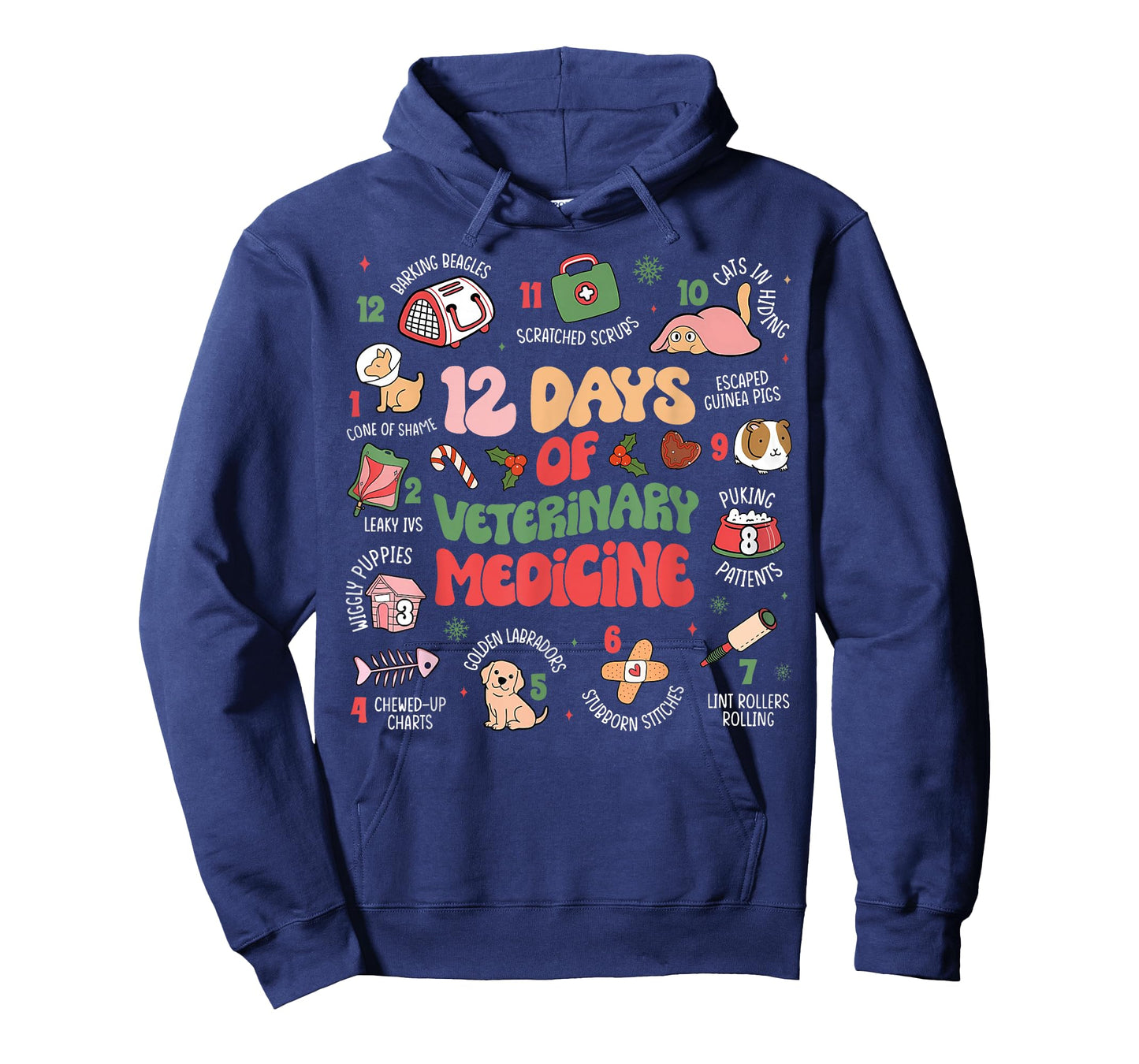 Funny Christmas Vet Tech 12 days of Veterinary Medicine T-Shirt