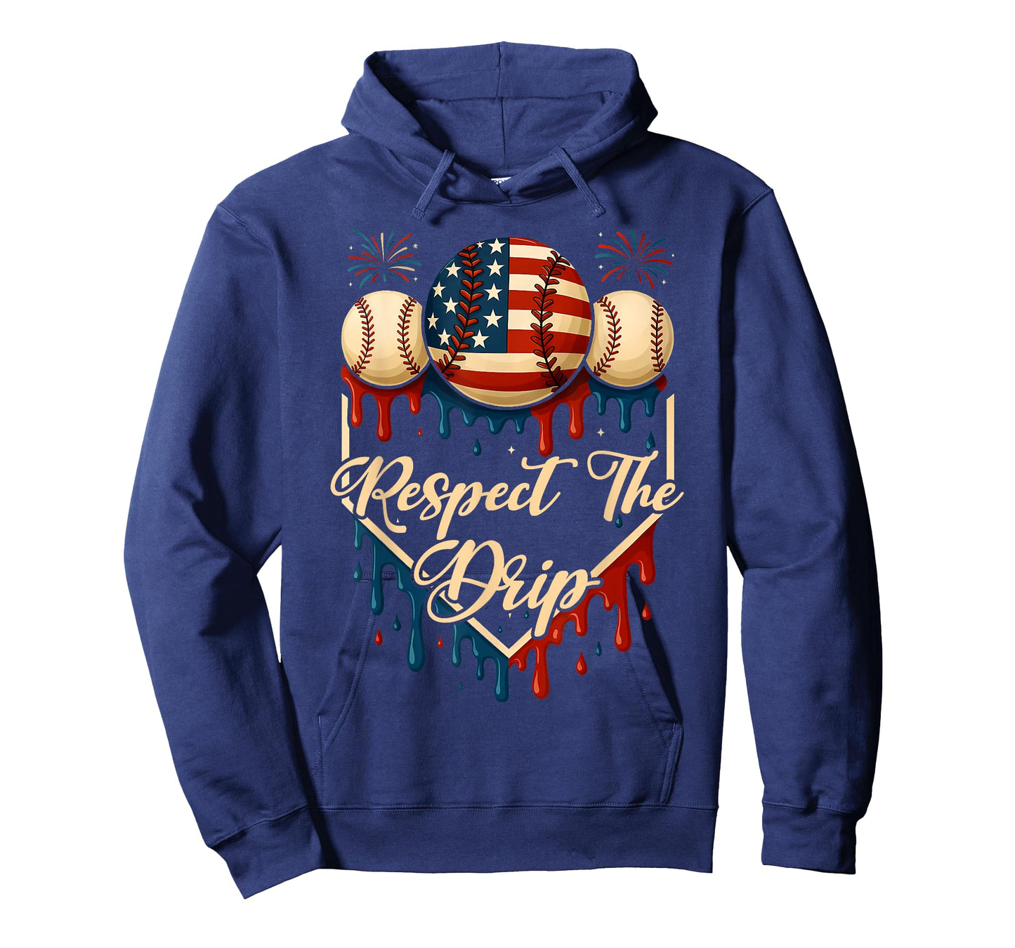 Baseball Ice Cream Dripping 4th of July Respect The Drip T-Shirt