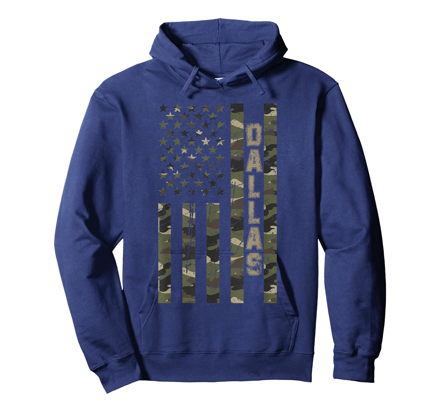 Dallas United States Distressed Camo w US Flag T-Shirt