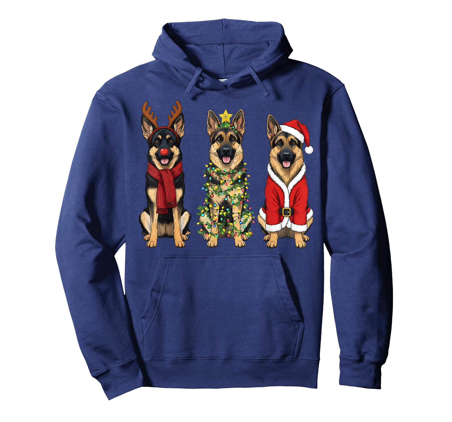 Retro Christmas German Shepherd Santa Reindeer GSD Dog Lover T-Shirt