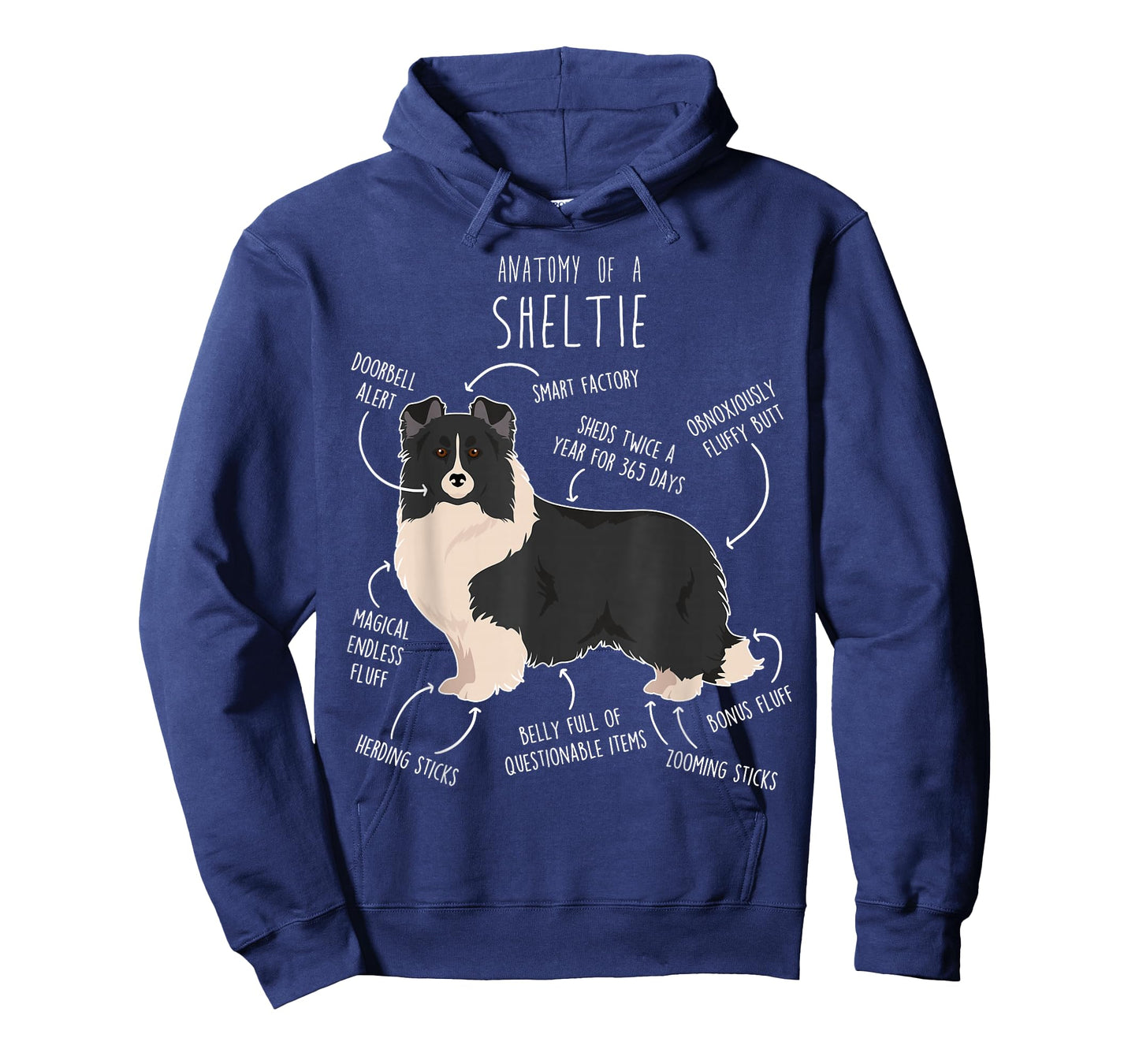 Bi Black Sheltie Shetland Sheepdog Anatomy, Funny Cute Pet Men Women Girls Kids T-Shirt