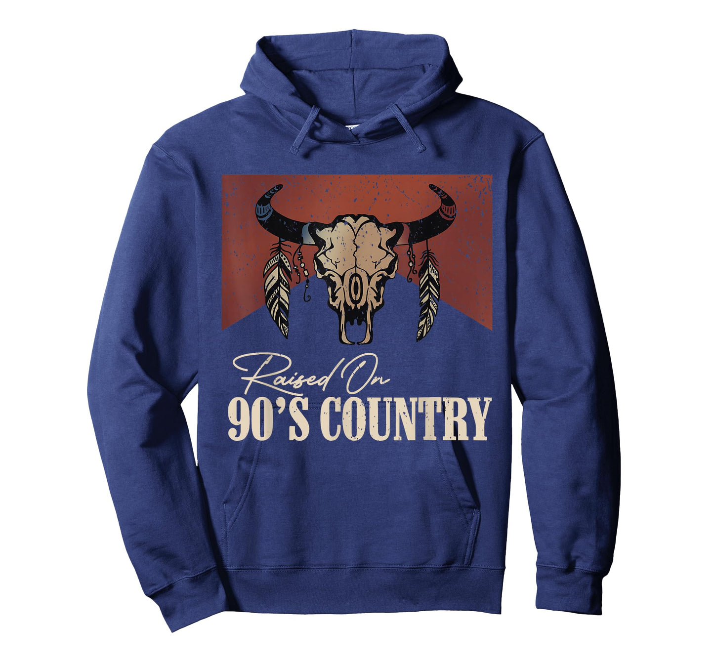 Raised On 90's Country Vintage Western Bull Skull T-Shirt