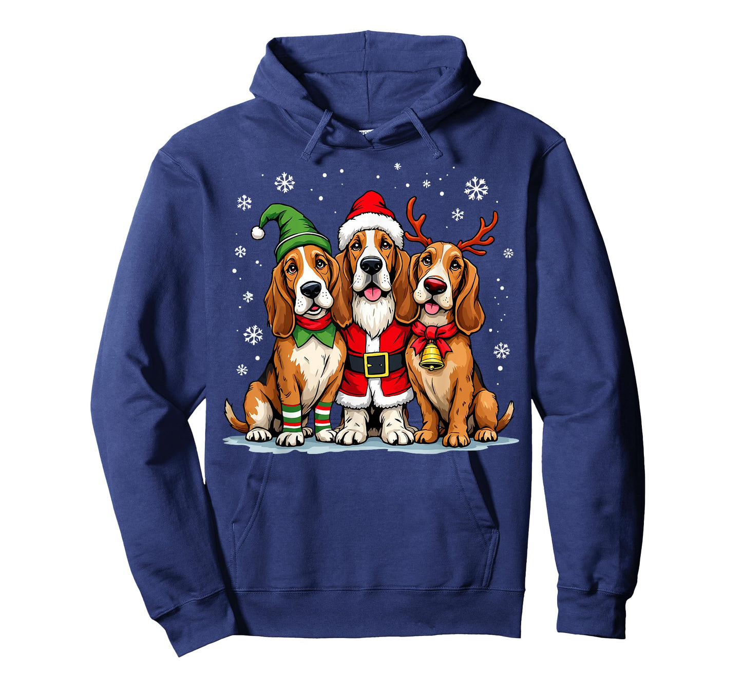 Basset Hound Christmas Dogs Funny Santa Reindeer Elf Holiday T-Shirt