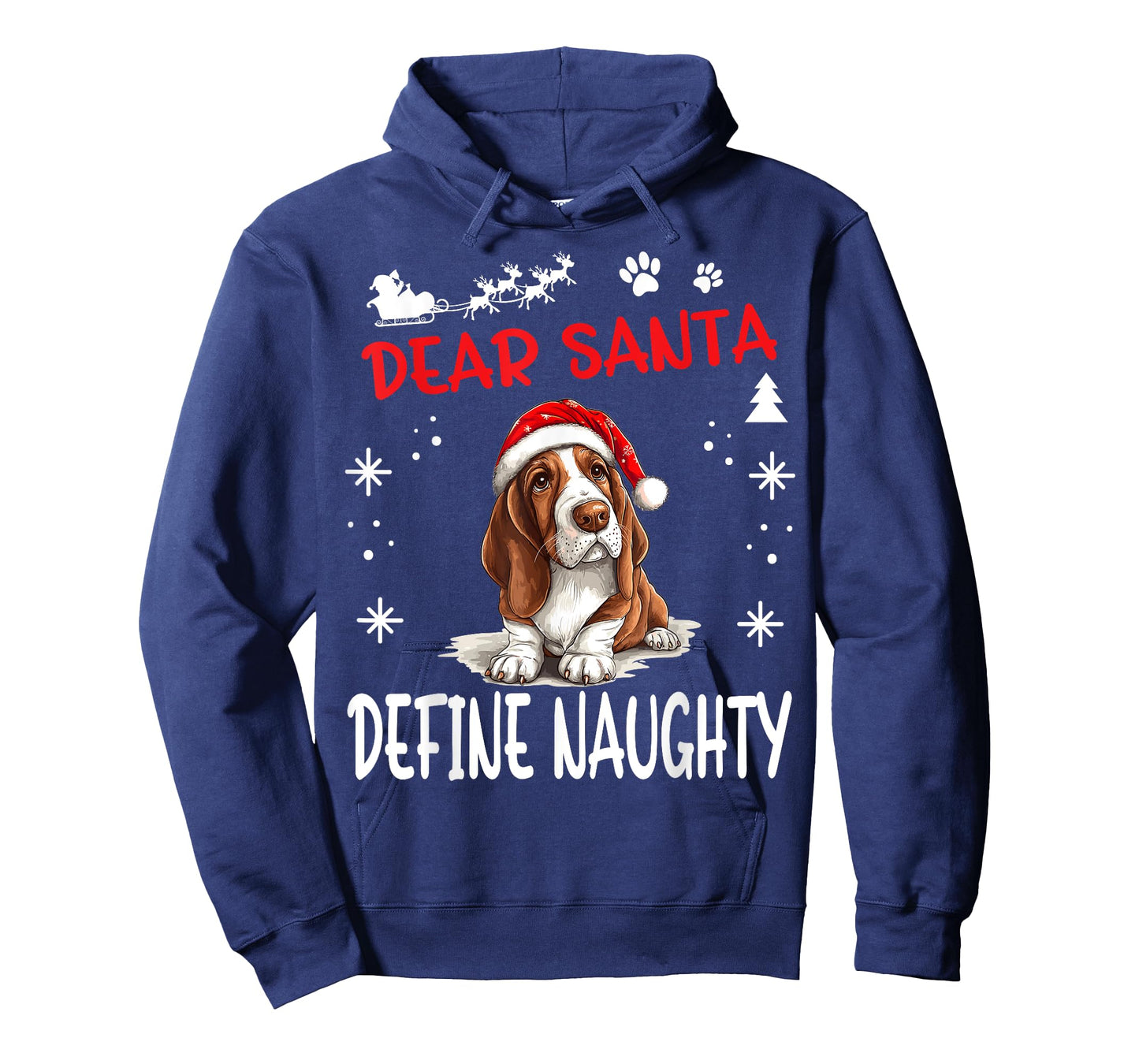 Cute Basset Hound Dog Christmas Dear Santa Define Naughty Men Women Kids T-Shirt