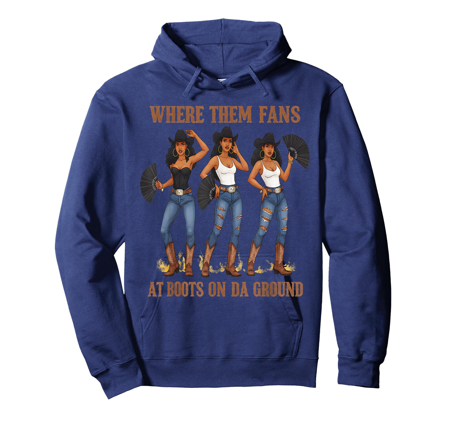 Where Them Fans at Boots On Da Ground Melanin Black Cowgirl T-Shirt