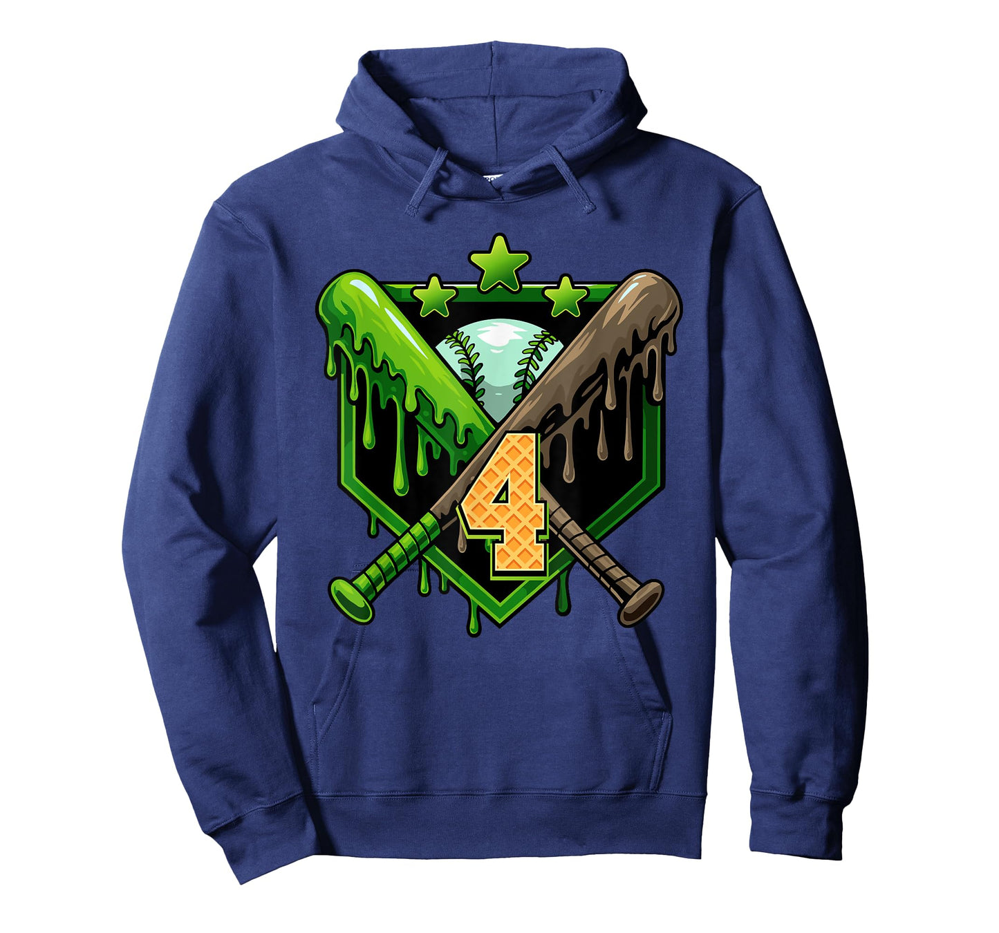 Baseball Drip 4th Birthday Boy Ice Cream Drip 4 Year Old T-Shirt