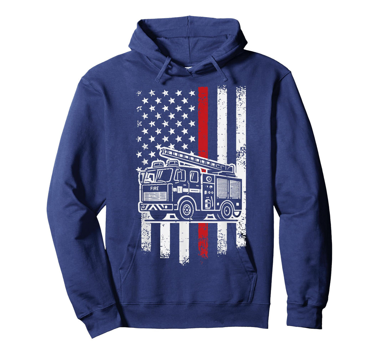 Firefighter Truck US Flag Red Line Fireman Men Women Kids T-Shirt