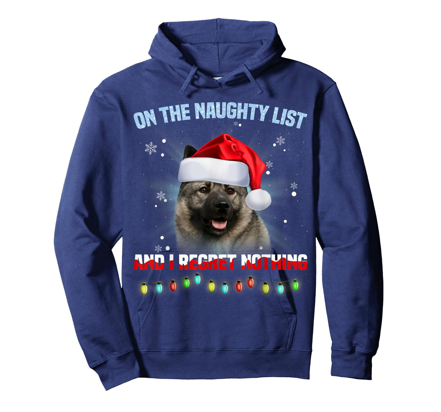 On The Naughty List And Norwegian Elkhound Christmas T-Shirt