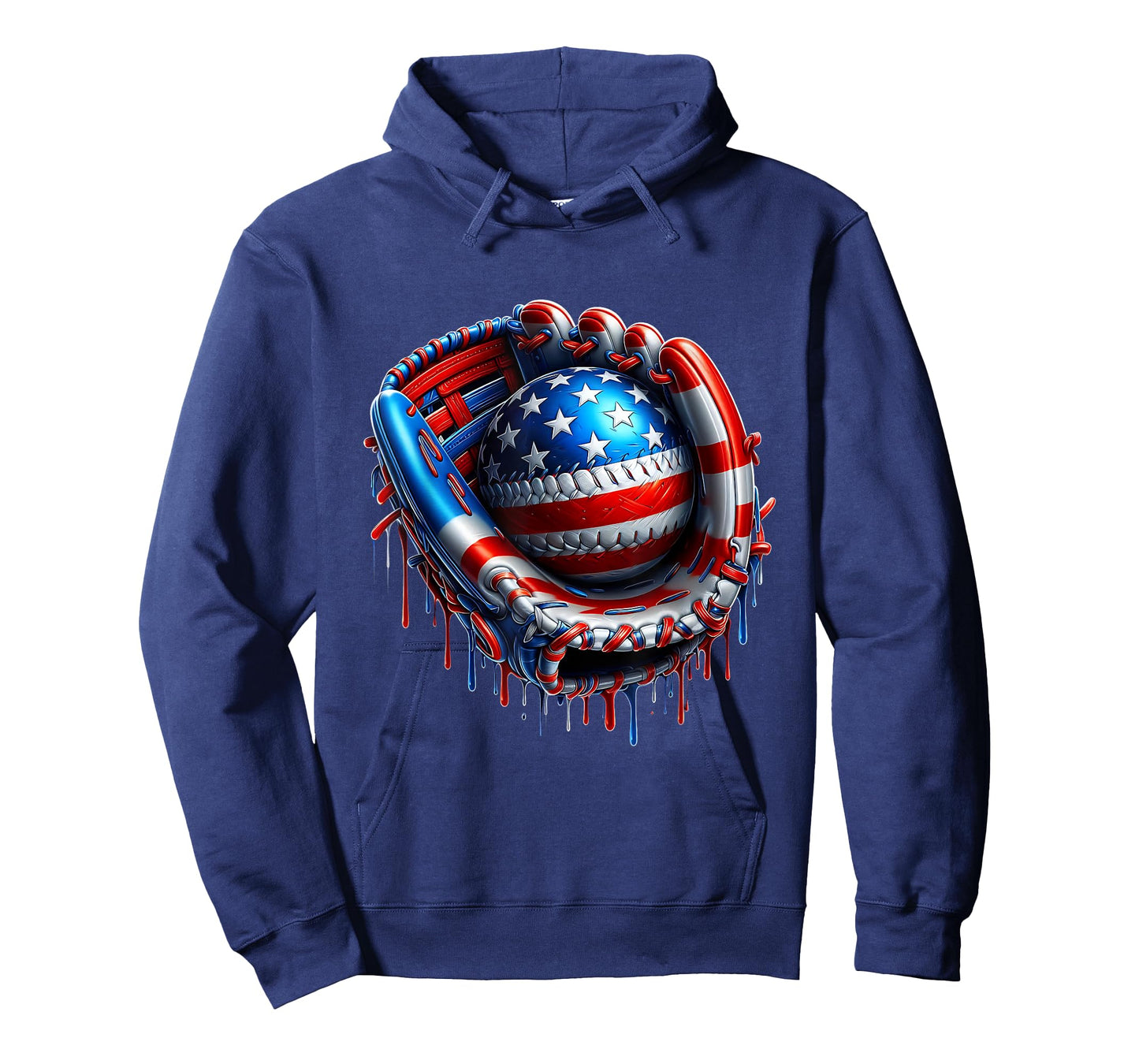 4th of July Game Vibes Baseball Glove USA Flag Drip Style T-Shirt