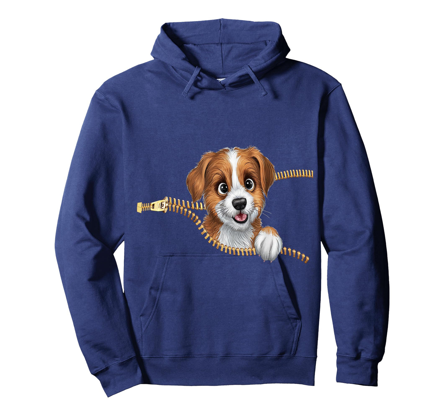 Cute Dog in Pocket Funny Zipper Pocket Graphic Design Puppy T-Shirt
