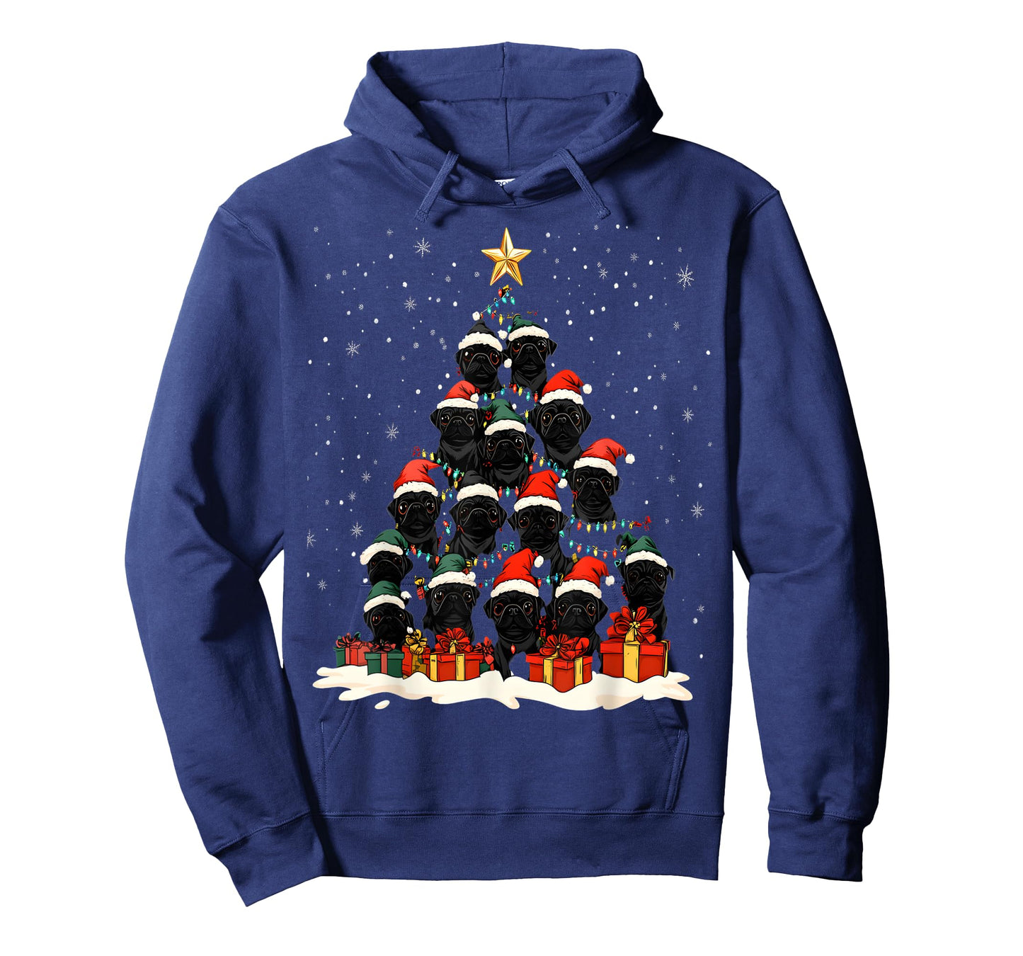 Black Pug Christmas Tree Dog Santa Xmas Merry Dogmas T-Shirt