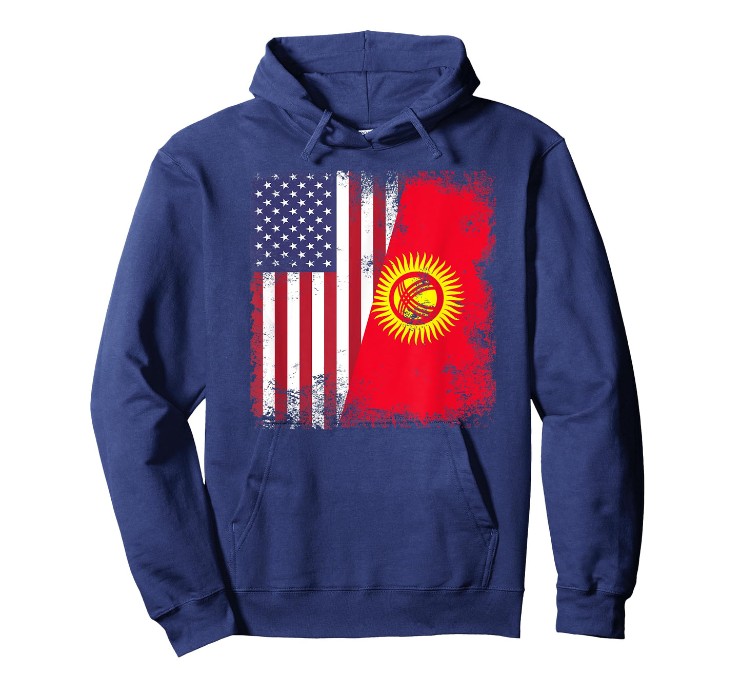 Half Kyrgyz Flag | Vintage Kyrgyzstan USA Gift T-Shirt
