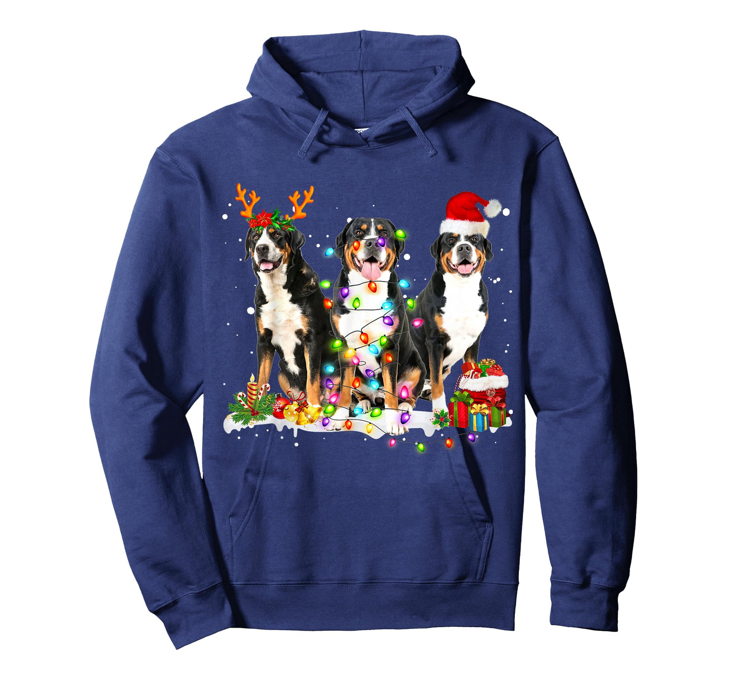 Santa Greater Swiss Mountain Dog Reindeer Christmas Pajama Men Women Kids T-Shirt