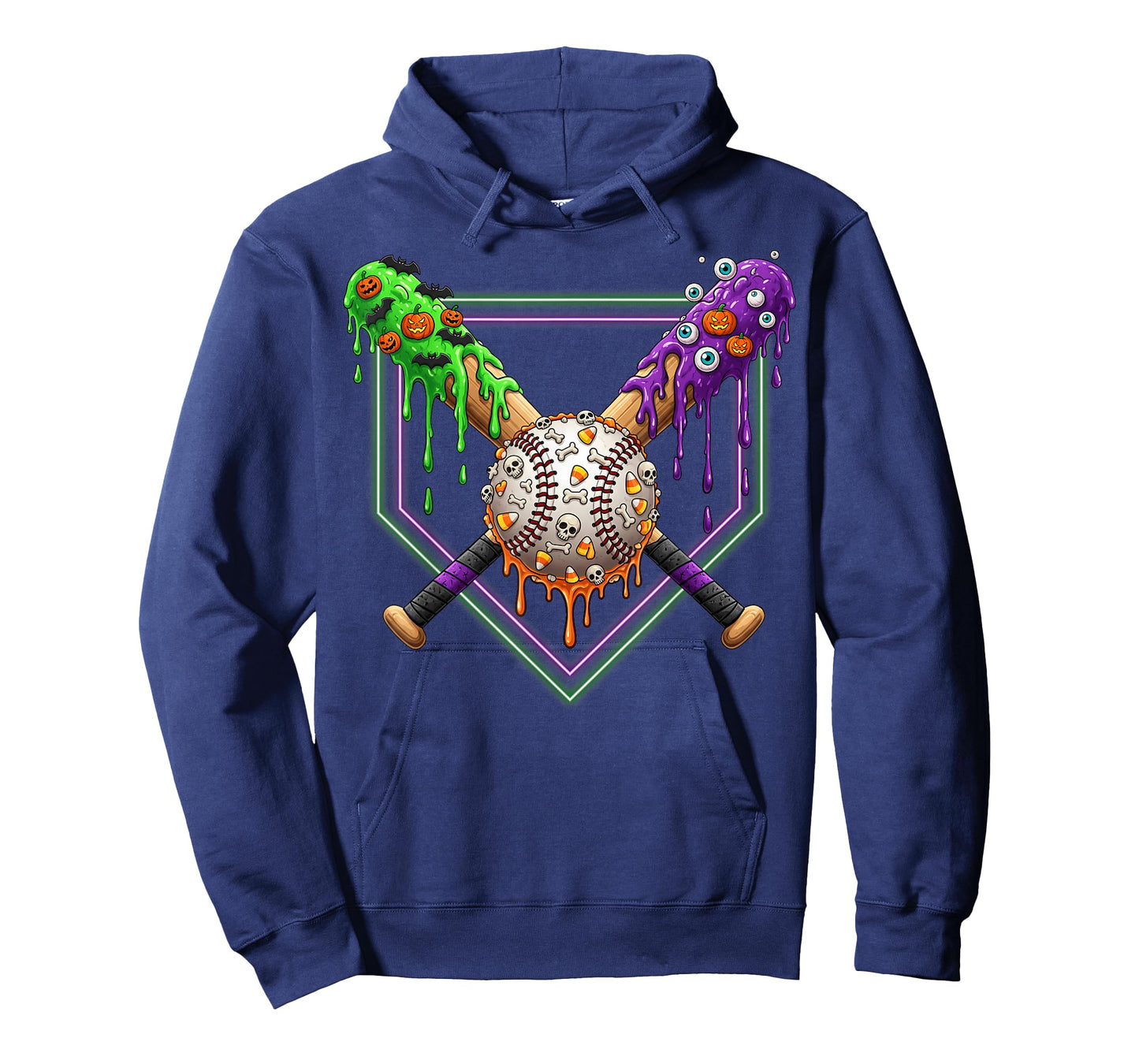 Spooky Baseball Ice Cream Drip Home Plate Dripping Halloween T-Shirt