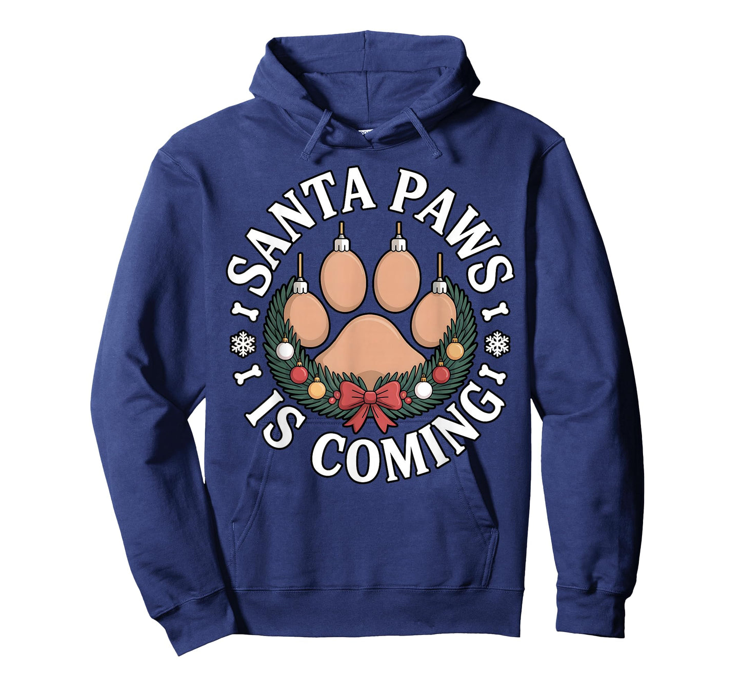 Santa Paws is Coming Funny Dog Christmas Men Women Kids T-Shirt