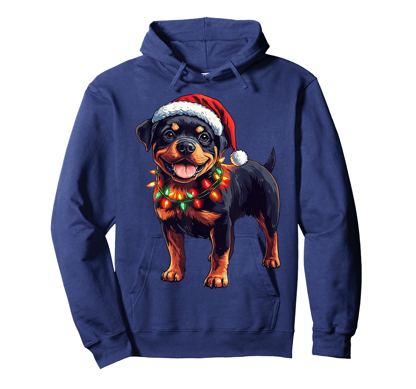 Rottweiler Santa Christmas Tree Lights Xmas Rottie Pajama T-Shirt
