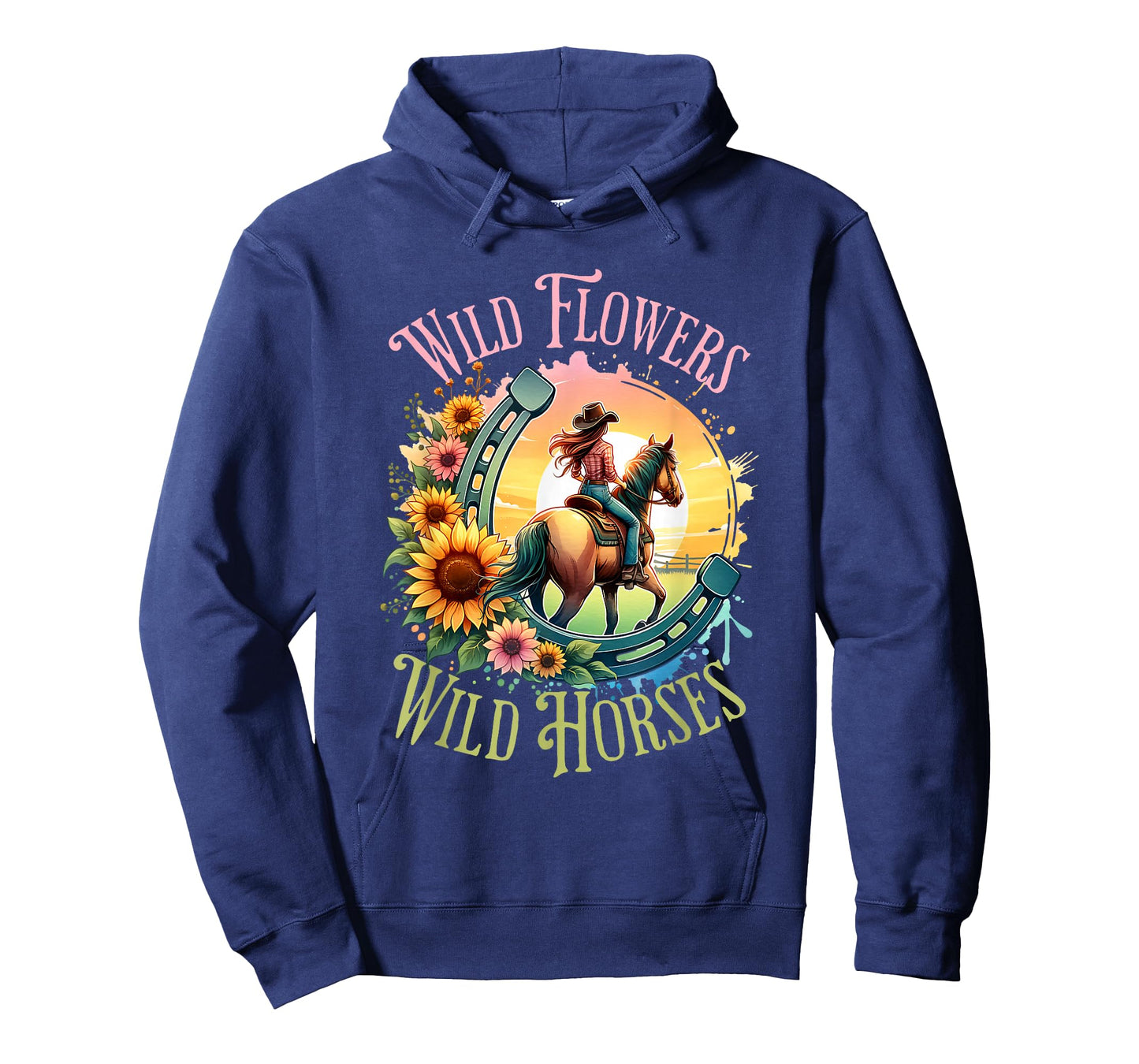 Wild Flowers & Wild Horses Country Sunset Western Cowgirl T-Shirt