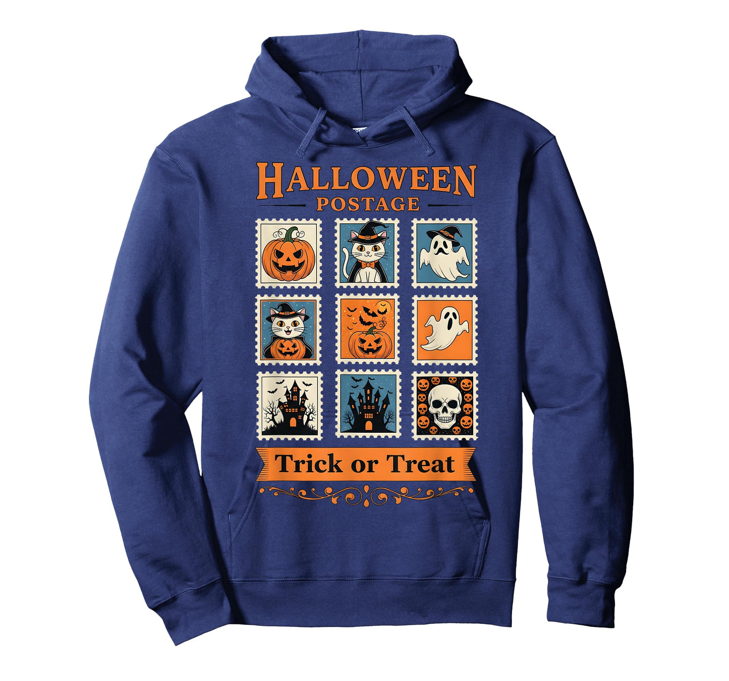 Halloween Postage Trick or Treat Ghost Skull Cat T-Shirt