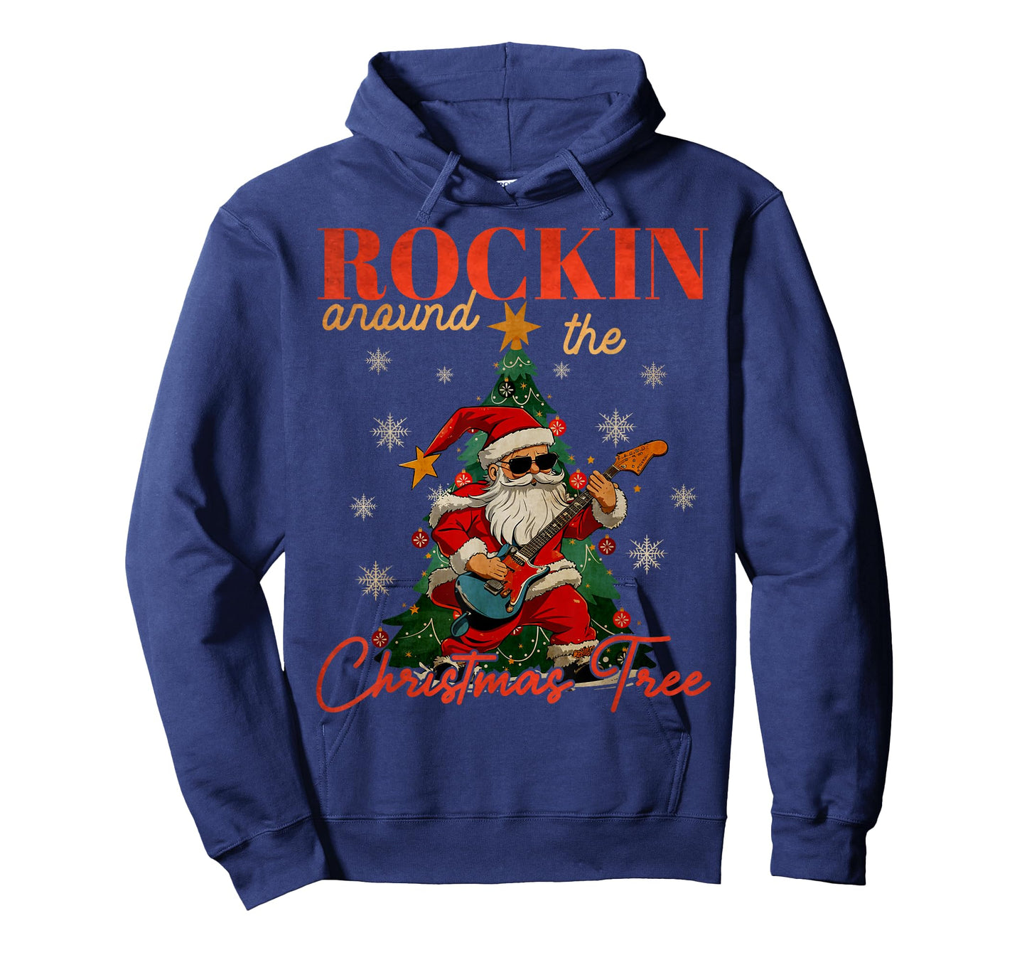 Rocking Around The Christmas Tree Santa Rock and Roll Guitar T-Shirt