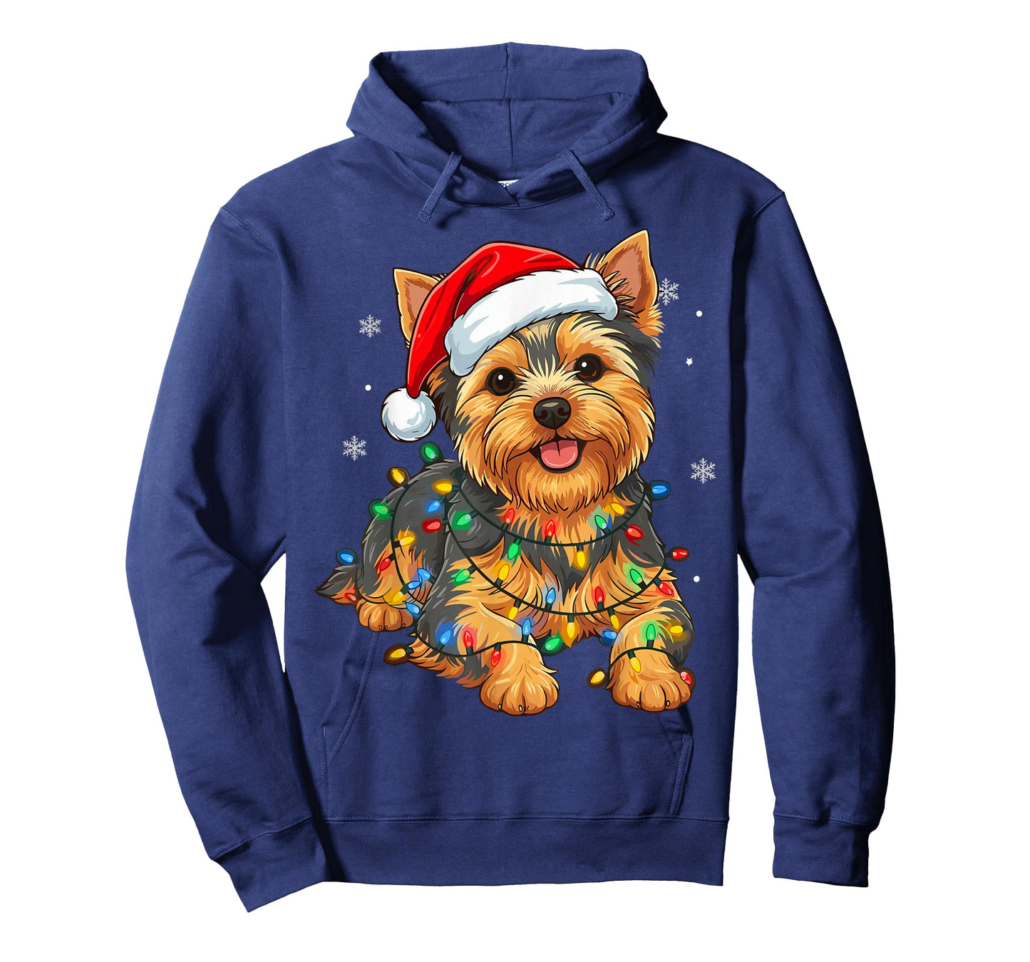 Christmas Dog Yorkie Lights Xmas T-Shirt