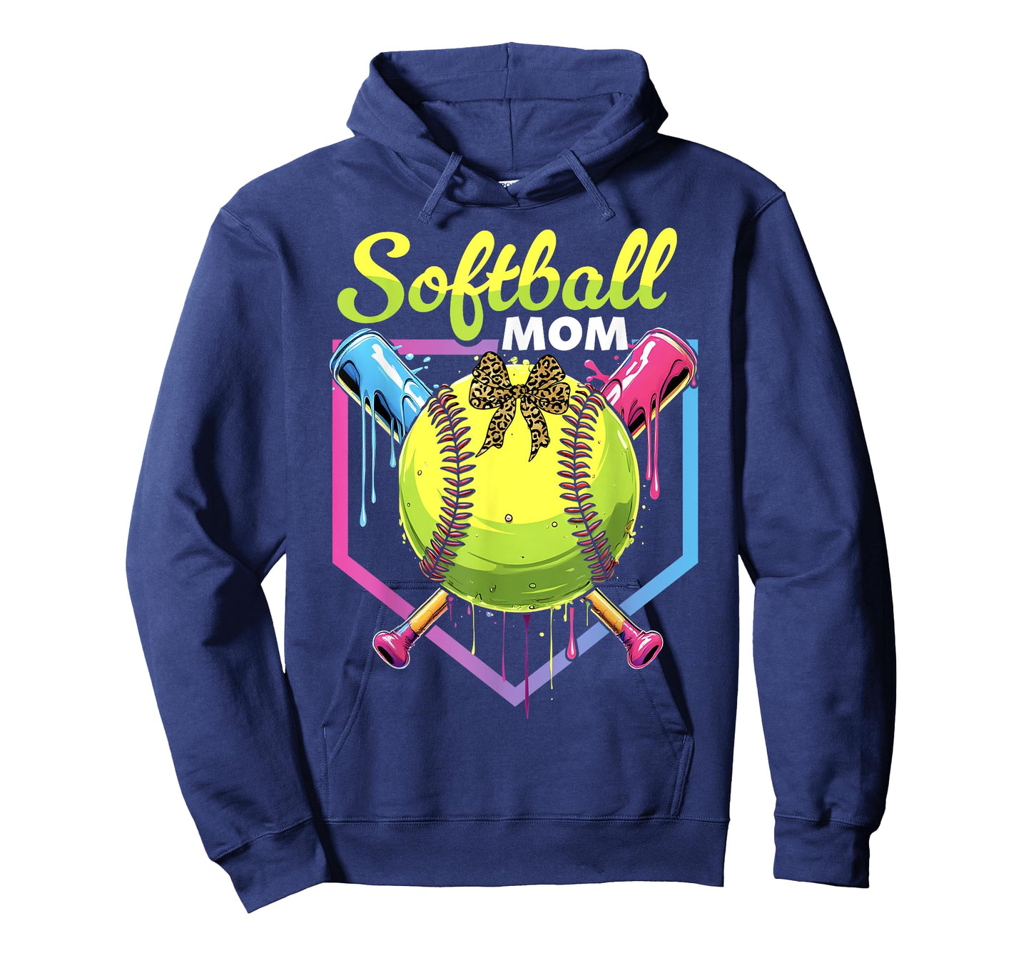 Softball Drip Mom Ice Cream Softball Mama Bow Mother's Day T-Shirt