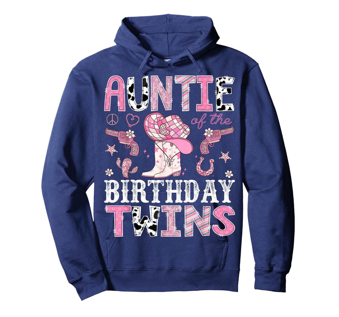 Auntie of The Birthday Twins Pink Rodeo Cowgirl Western T-Shirt