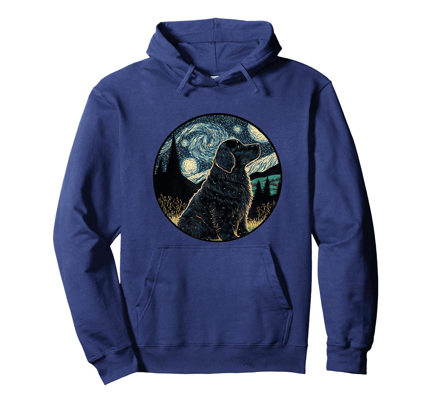 Black Golden Mountain Dog Starry Night Painting Dog Mom Dad T-Shirt for Men Women Kids