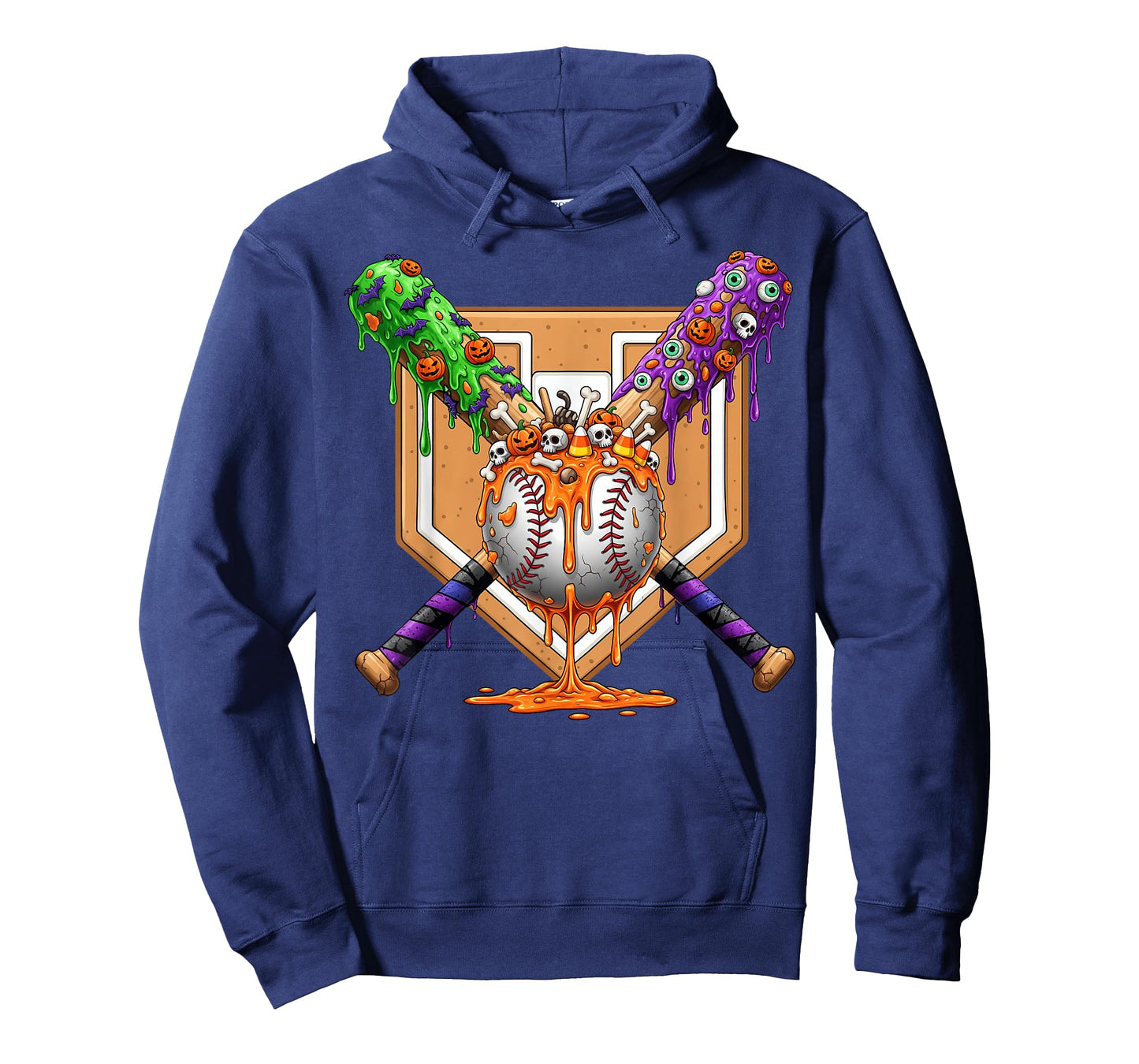 Spooky Baseball Ice Cream Drip Home Plate Dripping Halloween T-Shirt