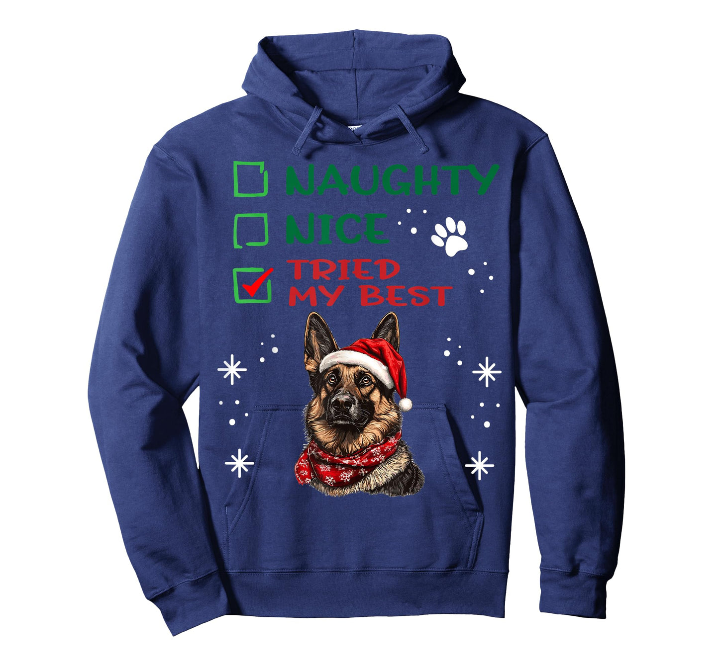 Cute German Shepherd Dog Christmas Naughty Nice Tried my T-Shirt