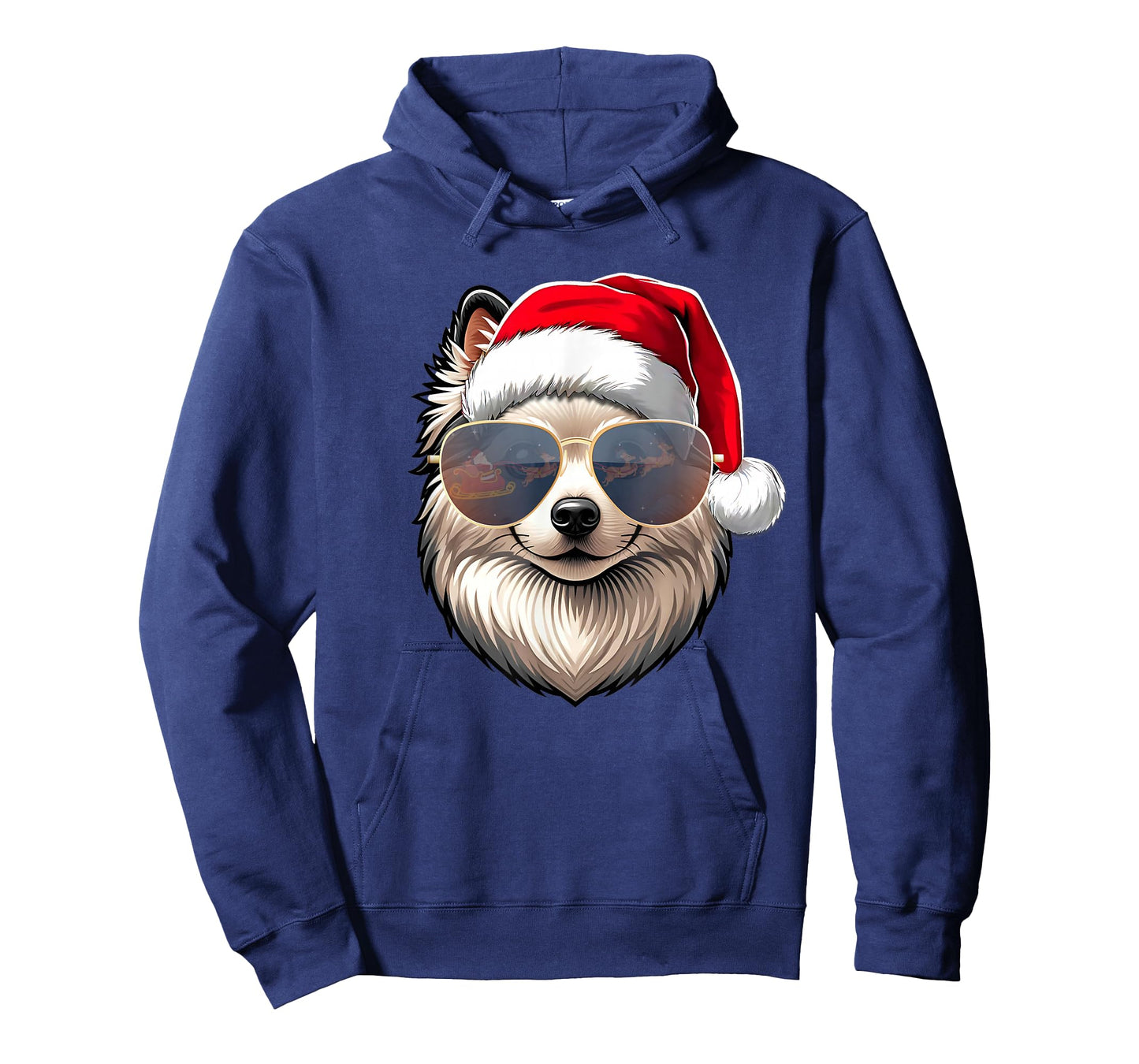 Ugly Sweater X-mas Santa American Eskimo Dog Christmas T-Shirt