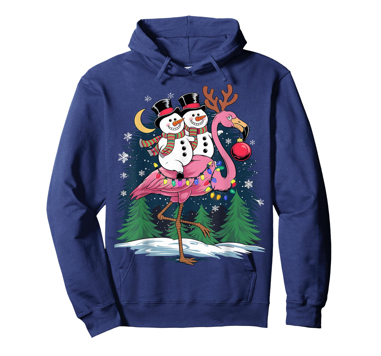 Christmas Snowman Riding Flamingo Xmas Girls Women T-Shirt