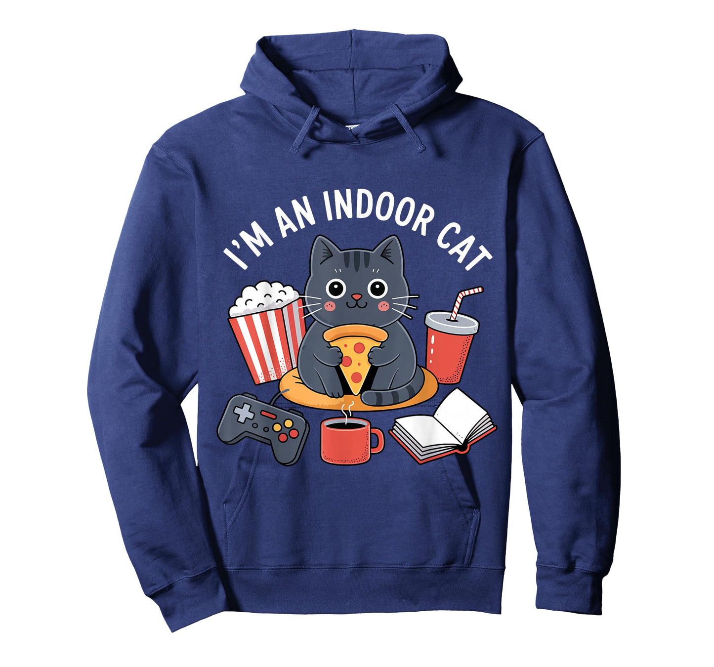 I'm an Indoor Cat Kawaii Cat Eating Pizza Playing Games T-Shirt